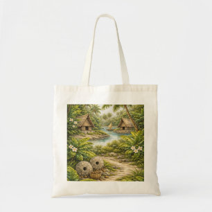 Bolso De Tela Dinero de piedra de Yap Micronesia, pueblo tropica