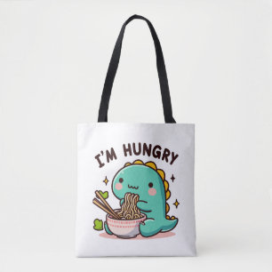 Bolso De Tela Dino amante del Ramen: Un corazón hambriento