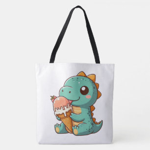Bolso De Tela Dino de comer helado lindo