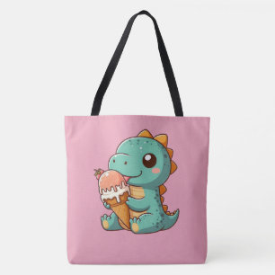 Bolso De Tela Dino de comer helado lindo