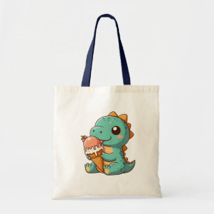Bolso De Tela Dino de comer helado lindo