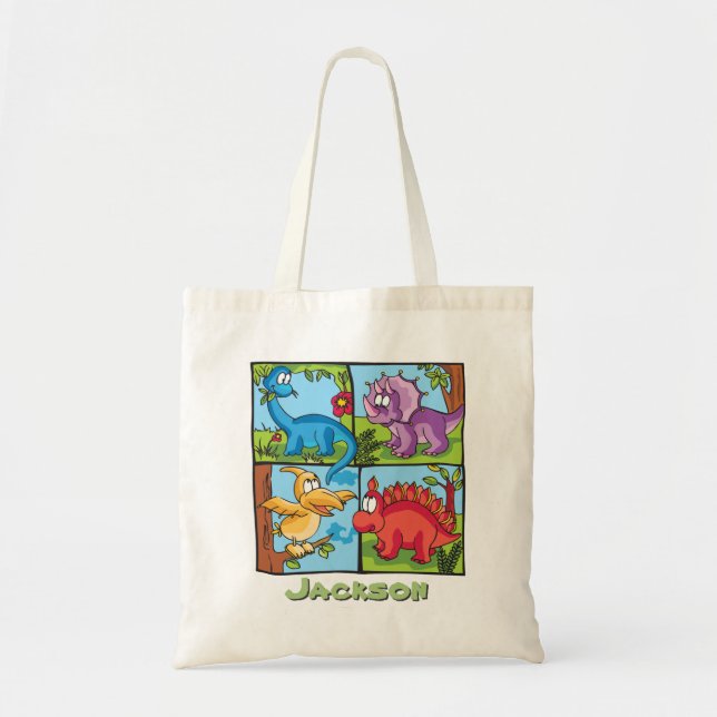 Bolso De Tela Dino Friends Personalizada Big Tote Bag (Frente)