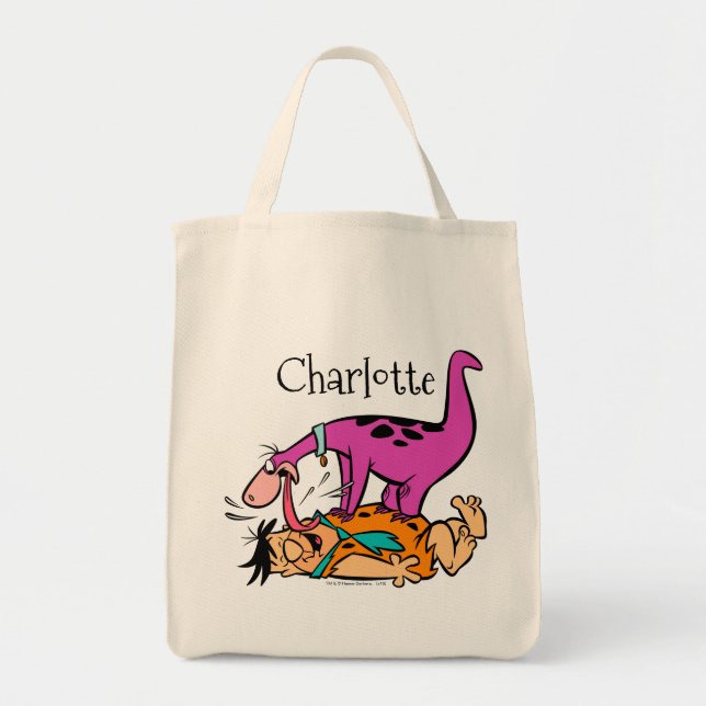 Bolso De Tela Dino Licking Fred Flintstone (Frente)
