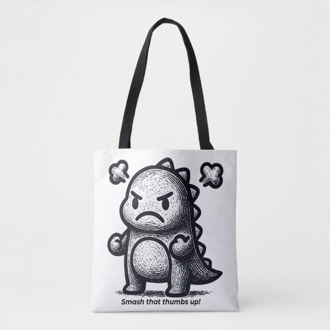 Bolso De Tela Dino Pequeño Gruñón (Anverso)
