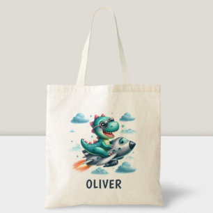 Bolso De Tela Dino Trex Lindo Piloto Volando Avión a Chorro