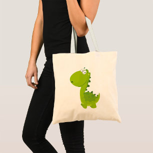 Bolso De Tela Dino verde sonriente