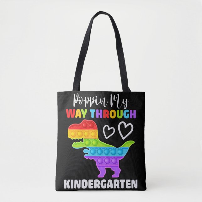 Bolso De Tela Dinosaur Poppin My way Through Kindergarten (Anverso)
