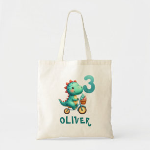 Bolso De Tela Dinosaurio Adorable con Bicicleta 3er Cumpleaños
