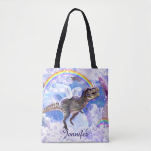 Bolso De Tela Dinosaurio arcoiris unicornio