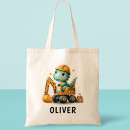 Bolso De Tela Dinosaurio de los trabajadores en una excavadora