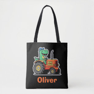 Bolso De Tela Dinosaurio Divertido Conduciendo Tractor Dino Powe