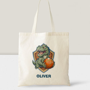 Bolso De Tela Dinosaurio divertido y aterrador jugando baloncest