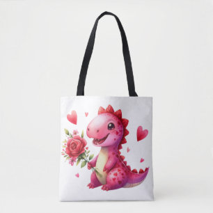 Bolso De Tela Dinosaurio El día de San Valentín lindo
