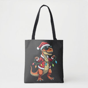 Bolso De Tela Dinosaurio envuelto con Navidades ilumina Santa Ha