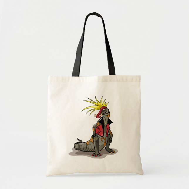 Bolso De Tela Dinosaurio Hadrosaurus Vestido Como Punk. (Frente)