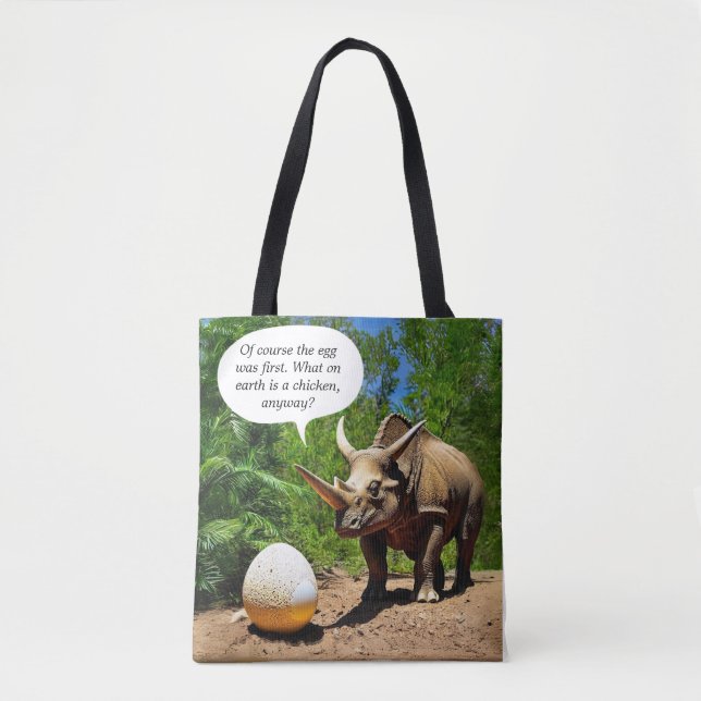 Bolso De Tela Dinosaurio Huevo Triceratops Dino Humor Animal Gra (Anverso)