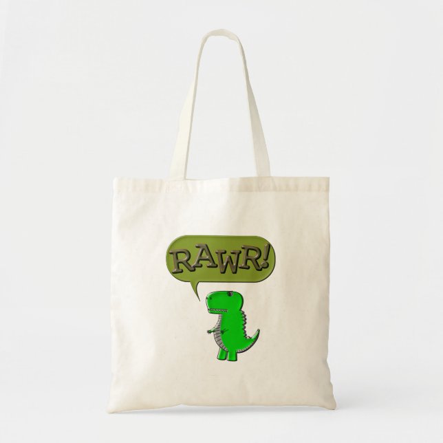 Bolso De Tela Dinosaurio Juguero Cubierto Y Enfadado (Frente)