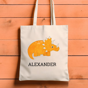 Bolso De Tela Dinosaurio Naranja Adorable Personalizado