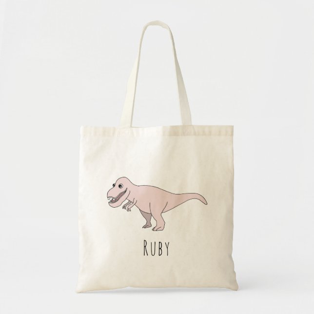 Bolso De Tela Dinosaurio T-Rex de bebé con nombre Diaper (Frente)