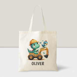 Bolso De Tela Dinosaurio Trex Lindo Conduciendo un Vehículo de C