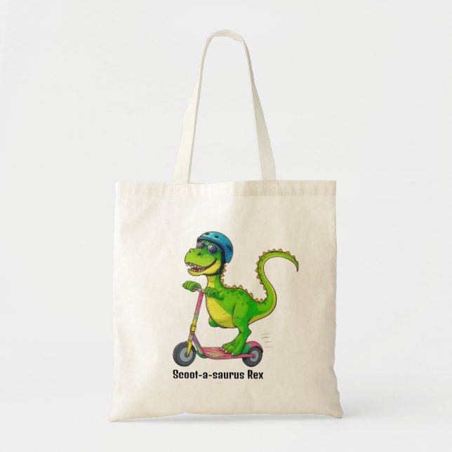 Bolso De Tela Dinosaurio Verde Genial (Frente)