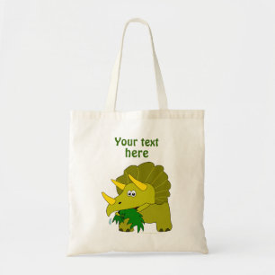 Bolso De Tela Dinosaurio verde lindo del dibujo animado del