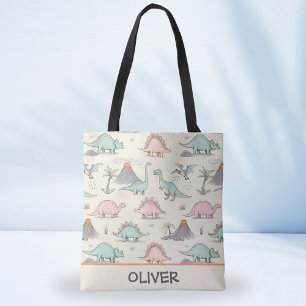 Bolso De Tela Dinosaurios Adorables y Dibujados en Tierra Jurási