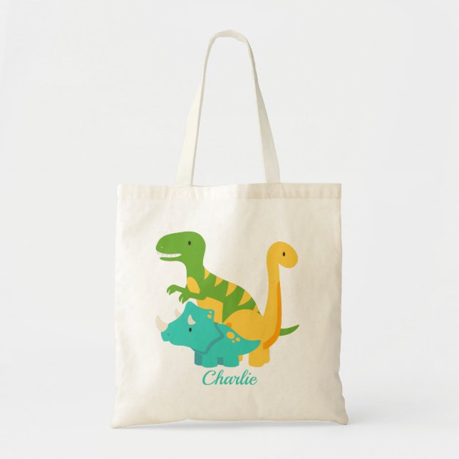 Bolso De Tela Dinosaurios Bebés Lindos Trex (Frente)