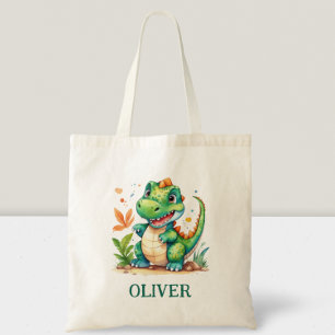 Bolso De Tela Dinosaurios de Trex Verde Cute Personalizados