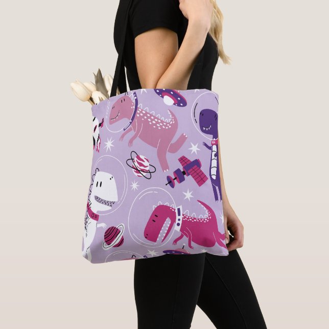 Bolso De Tela Dinosaurios Espaciales, Dinosaurios Cutos, Estrell (Detalle)