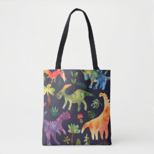 Bolso De Tela Dinosaurios florales: Diseño de tela acuarela