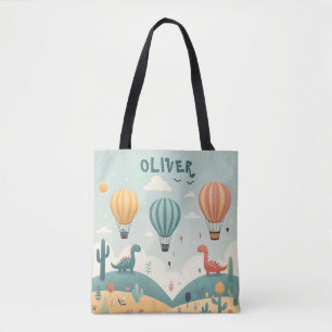 Bolso De Tela Dinosaurios Lindos y Globos Aerostáticos