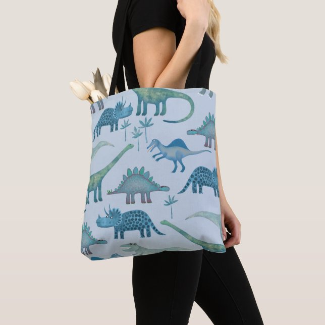 Bolso De Tela Dinosaurios Mid Blue (Detalle)