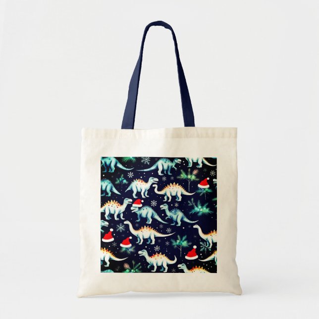 Bolso De Tela Dinosaurios navidades (Frente)
