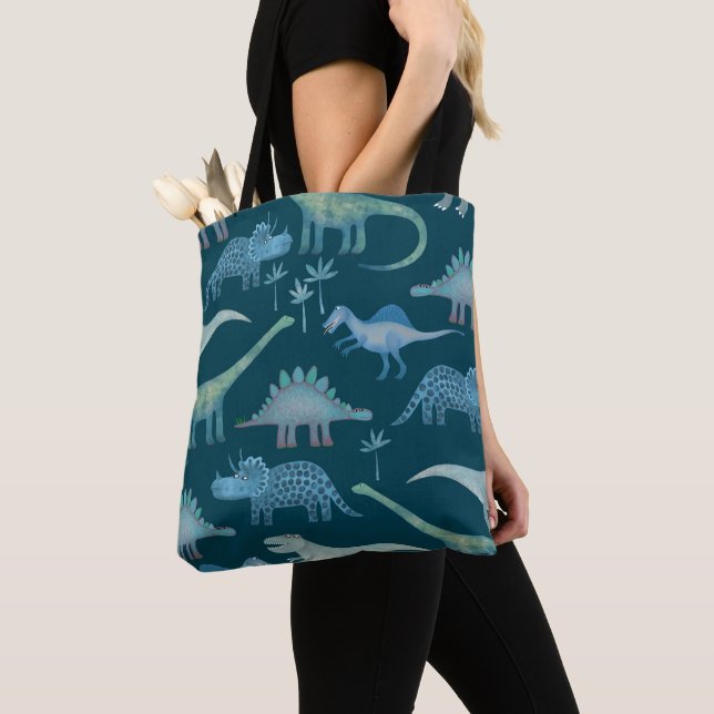 Bolso De Tela Dinosaurios verde oscuro (Detalle)