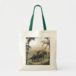 Bolso De Tela Dinosaurios vintage, Amargasaurus con Palmeras