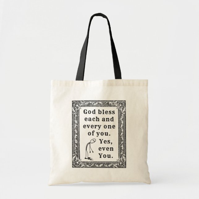 Bolso De Tela Dios bendiga el tote (humano) (Frente)