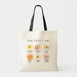 Bolso De Tela Dios Dice Afirmación Floral Pastel