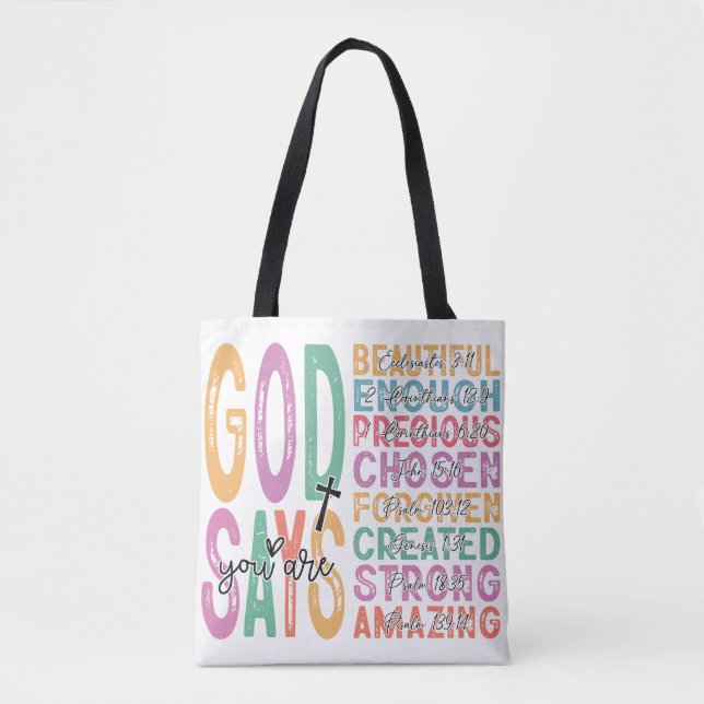 Bolso De Tela Dios dice que eres suficiente (Anverso)