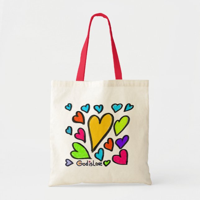 Bolso De Tela Dios es amor con el corazón (Frente)