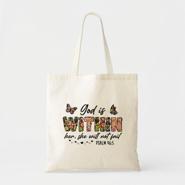 Bolso De Tela Dios está dentro de ella (Frente)