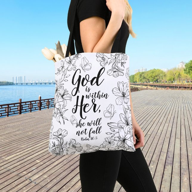Bolso De Tela Dios está dentro de ella, ella no caerá en la bols (God is within her she will not fall, Psalm 46:5 Tote Bag)