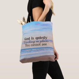 Bolso De Tela Dios está trabajando tipografía cristiana bíblica