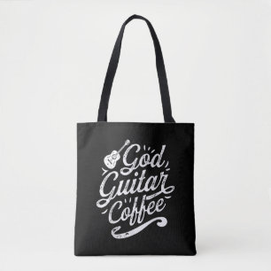 Bolso De Tela Dios Guitarra Coffee Music Lover Gracioso Cristian