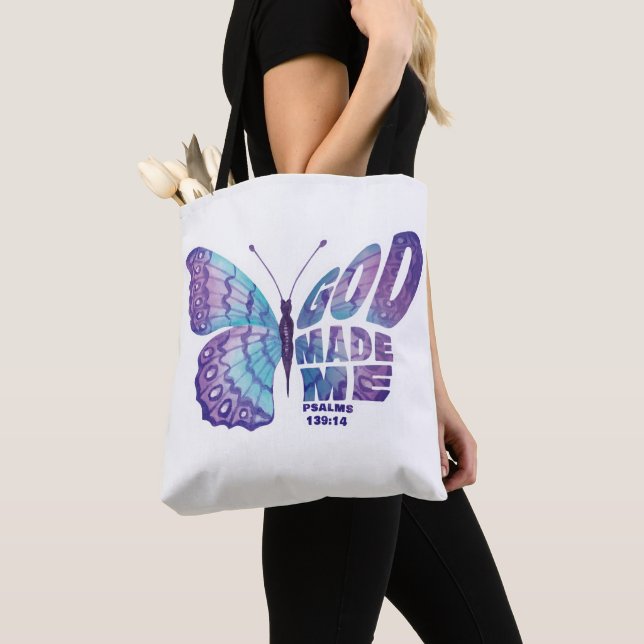 Bolso De Tela DIOS Me Hizo Salmos 139:14 Mujeres y Chicas Cristi (Detalle)