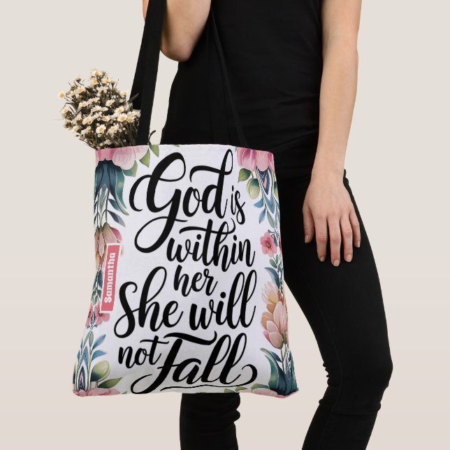 Bolso De Tela Dios personalizado está dentro de sus mujeres cris (Detalle)