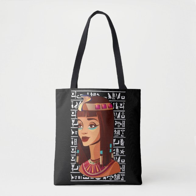 Bolso De Tela Diosa egipcia Cleopatra Egipto Hieroglyphs (Anverso)