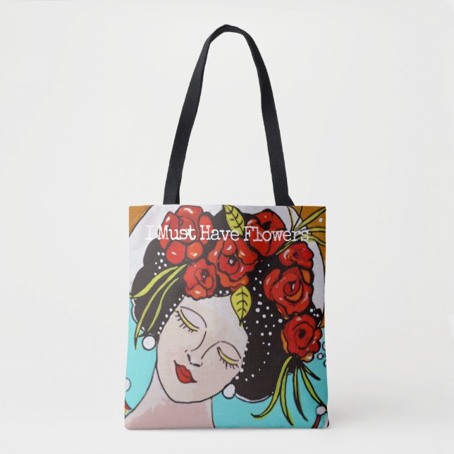 Bolso De Tela Diosa flor, debo tener flores (Anverso)