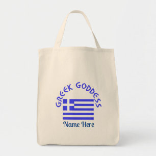 Bolso De Tela Diosa Griega y Bandera de Grecia Personalizada