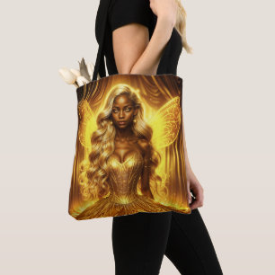 Bolso De Tela Diosa mística de la luz con alas radiantes de hada